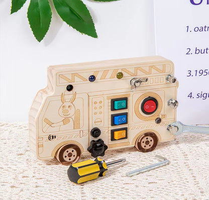 Children's Montessori Early Education Simulation Driving Steering Wheel Digital Switch Light Sound Busy Board Science and Education Aids Educational Toys