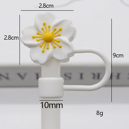Popular 10mm Begonia Flower Straw Cap Stanley Water Cup Straw Plug Silicone Flower Straw Cover Direct from Manufacturer