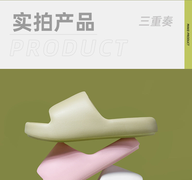 Korean Style Non-Slip Soft-Soled Eva Slippers for Women in Summer Bathroom Bathing Couples Thick-Soled Home Sandals