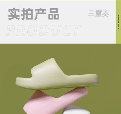Korean Style Non-Slip Soft-Soled Eva Slippers for Women in Summer Bathroom Bathing Couples Thick-Soled Home Sandals