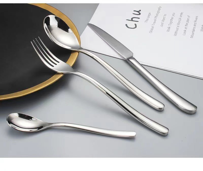 3 04 months light steak knife fork spoon thickened stainless steel tableware western food knife fork spoon dessert spoon upscale hotel restaurant