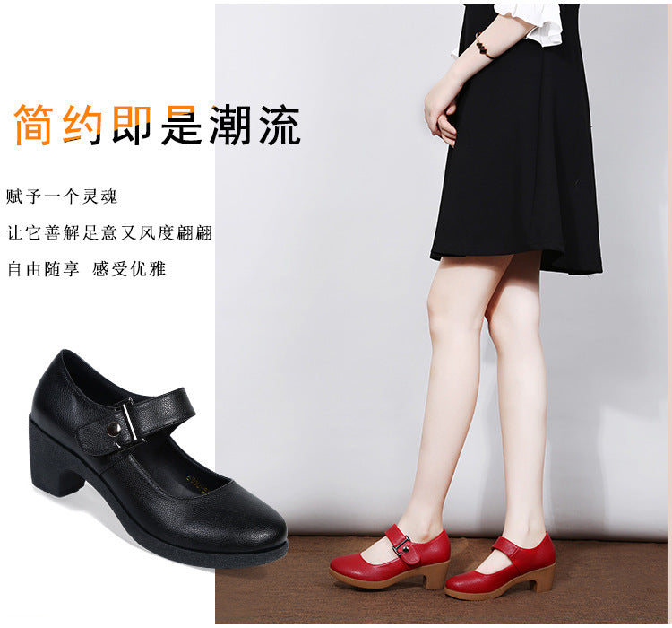 Factory direct sales dance shoes wholesale round head modern square dance shoes ladies mother shoes cross-border products 2025