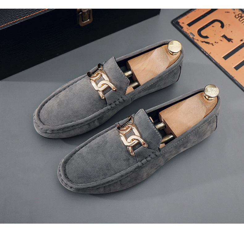 Doudou Shoes Men's Autum 2024 New Frosted Suede Lazy One-Leg Small Leather Shoes Loaf Driving Shoes for Men