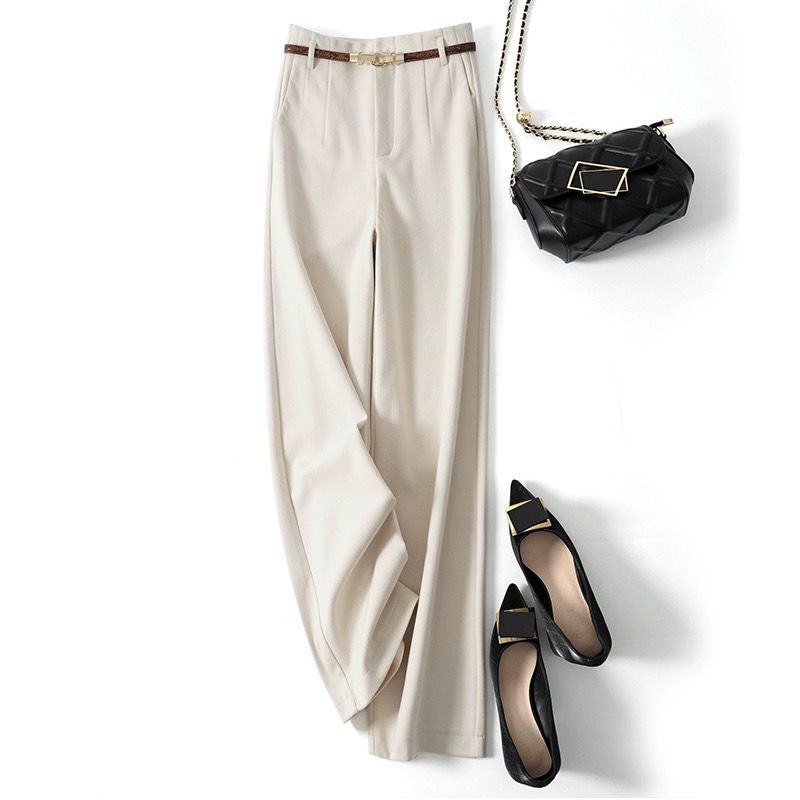 Lazy Style Woolen Pants for Women, New Autumn and Winter Wide-Leg Pants, Long Straight-Leg Pants, Thickened Woolen Casual Pants for Women