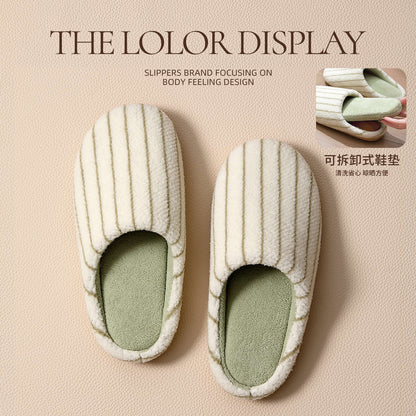 Cotton Slippers for Women Autumn and Winter 2025 New Indoor Home Silent Soft Bottom Non-Slip Floor Slippers for Men Winter