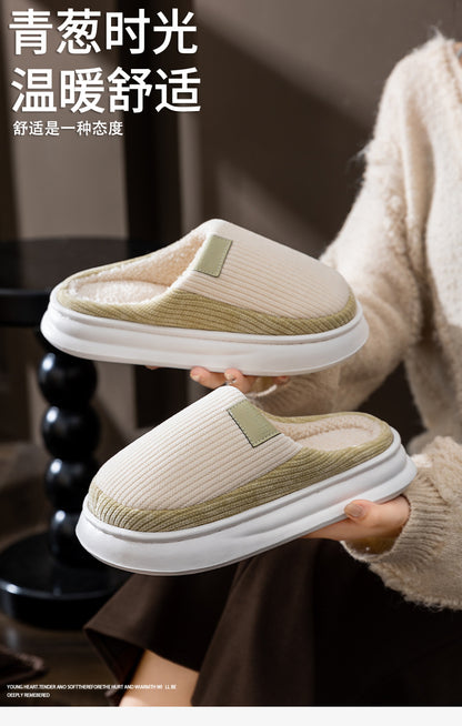 Non-Slip Simple Cotton Slippers for Men in Winter 2025 New Indoor Home Warm Plush Thickeneded Cotton Slippers for Women to Wear Outside