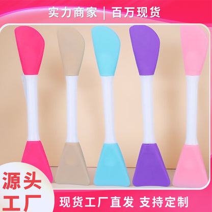 In-Stock Single Double-Sided Multi-Color Angled Flat Head Beauty Tpr Silicone Set Mask Brush and Beauty Tools