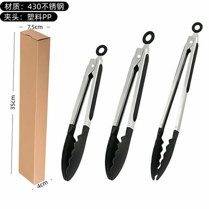 Silicone Clips for Kitchen Non-Stick Pans, Anti-Scalding and High Temperature Resistance, Household Barbecue and Steak Special Set, Stainless Steel Food Clips