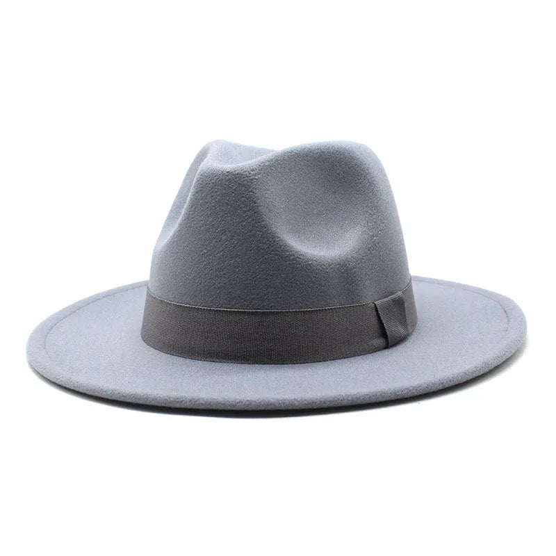 2023 New Hot Wide Brim Felt Fedora Hats With Bee Ribbon Autumn Winter Wedding Party Trilby Hat Men Gentleman Jazz Hats 56-58CM