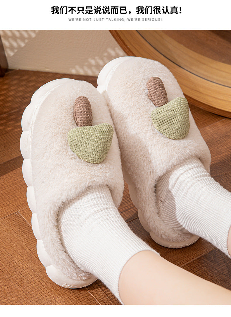Cotton Slippers for Women Autumn and Winter 2025 New Couple Indoor Home Non-Slip Student Dormitory Fleece-Lined Thick-Soled Slippers for Men