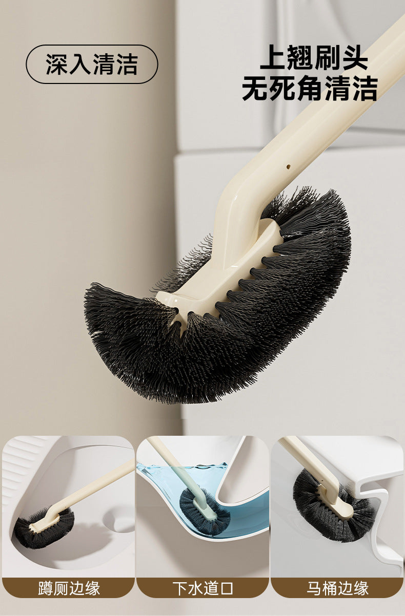Long-Handled Toilet Brush Bathroom Multi-Functional No-Dead-Angle Cleaning Brush Household Punch-Free Wall-Mounted Toilet Brush with Base