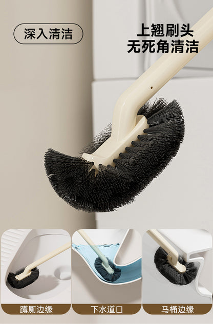 Long-Handled Toilet Brush Bathroom Multi-Functional No-Dead-Angle Cleaning Brush Household Punch-Free Wall-Mounted Toilet Brush with Base