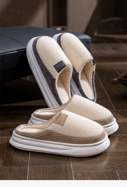 Non-Slip Simple Cotton Slippers for Men in Winter 2025 New Indoor Home Warm Plush Thickeneded Cotton Slippers for Women to Wear Outside