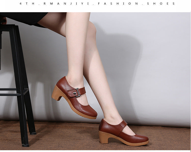 Factory direct sales dance shoes wholesale round head modern square dance shoes ladies mother shoes cross-border products 2025