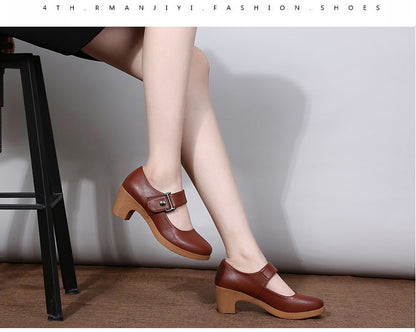 Factory direct sales dance shoes wholesale round head modern square dance shoes ladies mother shoes cross-border products 2025