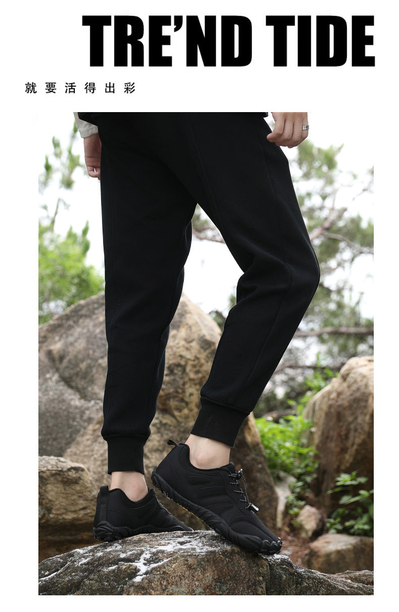 Outdoor Snow Boots, Home Cross-Border Winter New Style, Non-Slip Short Style, Fleece-Lined Warm Cotton Shoes, Thick-Soled Barefoot Five-Toe Shoes