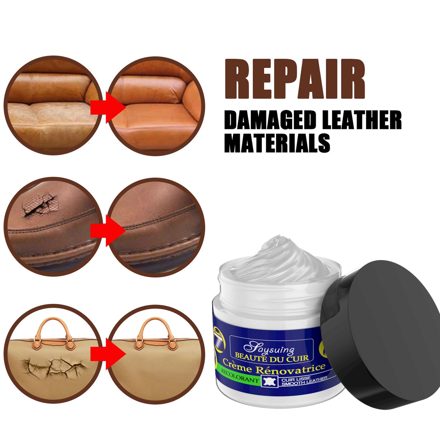 Rayhong Leather Cream for Leather Clothing Scratches and Tears, Leather Care Cream for Car Leather Seats and Sofas