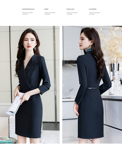 French Hepburn Style Small Black Dress High Sense High Cold Royal Sister Fried Street Small Fragrance Style Pleated Professional Suit dress Summer