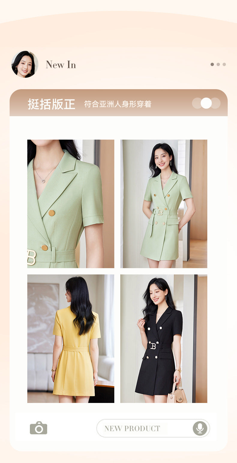 French Hepburn Style Small Black Dress High Sense High Cold Royal Sister Fried Street Small Fragrance Style Pleated Professional Suit dress Summer