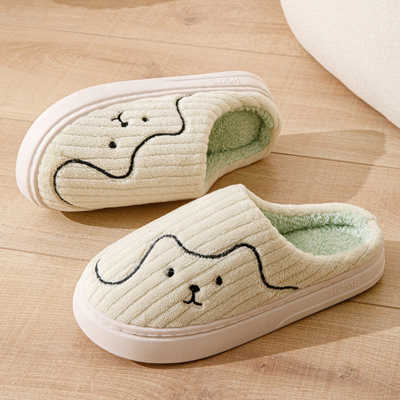 Cotton Slippers for Women in Autumn and Winter Cartoon Indoor Non-Slip Dormitory Home Warm Couple Plush Cotton Shoes for Men