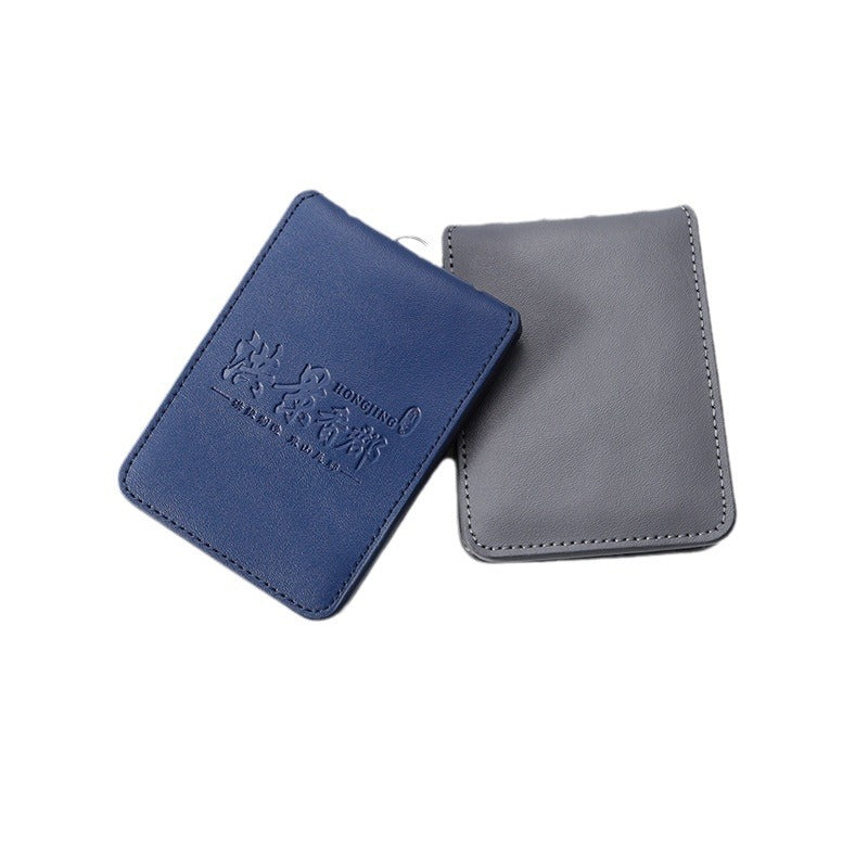 Work Card Case Detached Double Card Position Genuine Leather Folding Card Case Chest Card Lanyard Access Control Card Student School Card Rice