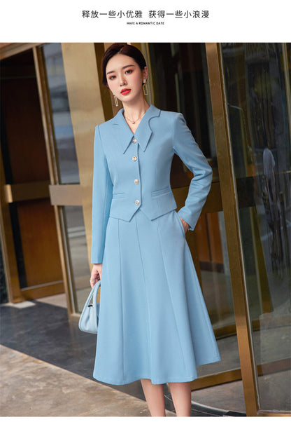 French style black dress Women's Spring and Autumn New retro high-grade elegant socialite high-end suit two-piece suit