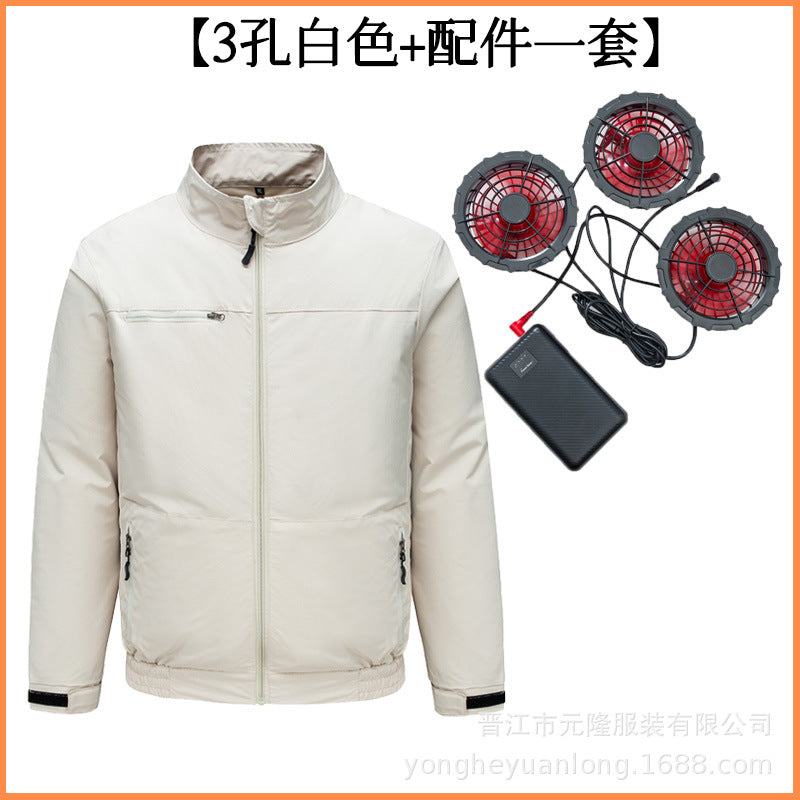 Cross-Border Summer Cooling Air-Conditioning Clothing with Fan Refrigeration Workwear Outdoor Heatstroke Prevention Fan Clothing Men's Labor Protection Clothing Work Clothes