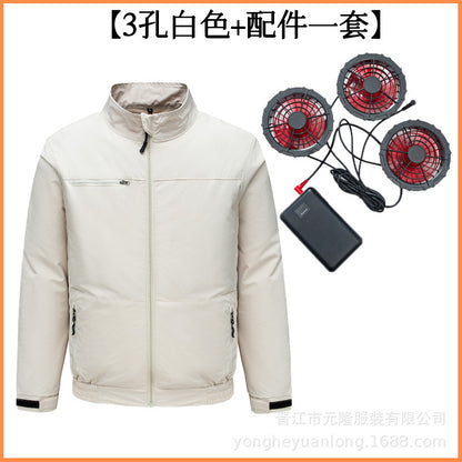 Cross-Border Summer Cooling Air-Conditioning Clothing with Fan Refrigeration Workwear Outdoor Heatstroke Prevention Fan Clothing Men's Labor Protection Clothing Work Clothes