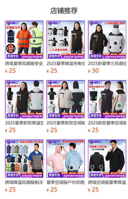 New Cooling Air-Conditioning Clothing, Reflective Long-Sleeved Work Clothes with Three Fans, Labor Protection Clothing, Outdoor Sun Protection Duty Clothing