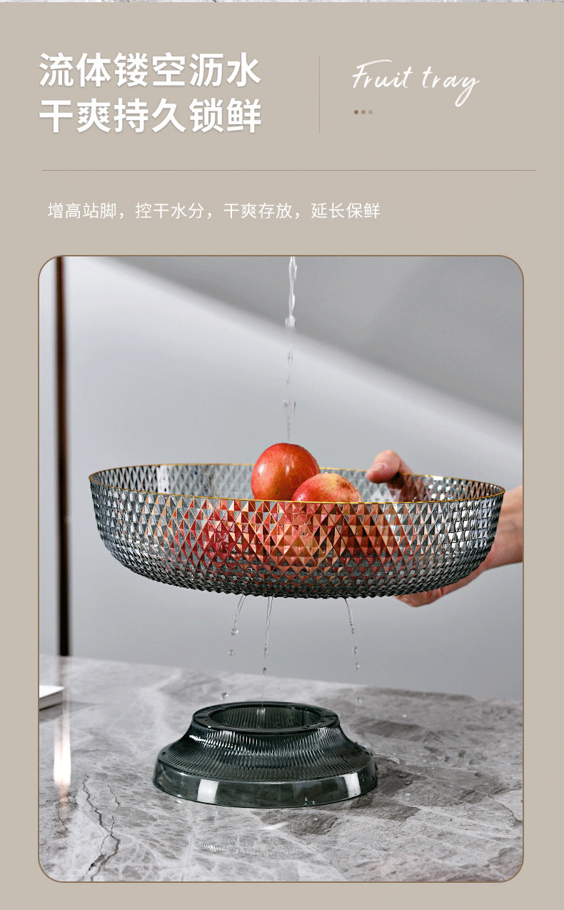 Fruit Plate High-foot Draining Light Luxury High-end Living Room Coffee Table Household Snack Candy Plate Dried Fruit High-value Pendant Plate