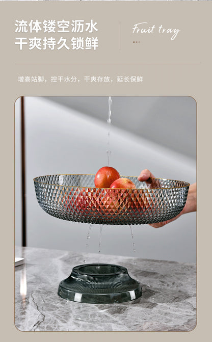 Fruit Plate High-foot Draining Light Luxury High-end Living Room Coffee Table Household Snack Candy Plate Dried Fruit High-value Pendant Plate