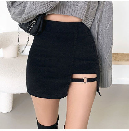 Black Skirt, Hip-Covering Skirt, Female Summer Sexy Sexy Short Skirt, Petite Design, High-Waisted Skirt, Trendy Autumn and Winter