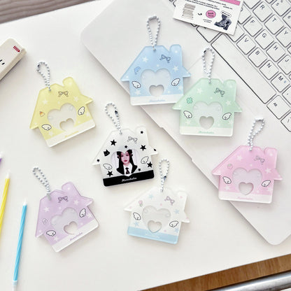 Original Star Little House 2inch Id Photo Card Holder Small Card Storage Card Holder Keychain Storage Pendant Card Holder