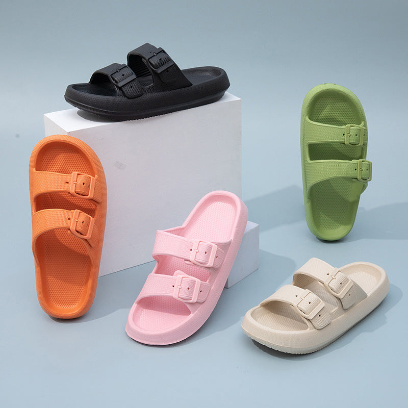 Foreign Trade Double Buckle Cool EVA Slippers Lovers Women's Beach Slippers Classic Men's Slippers
