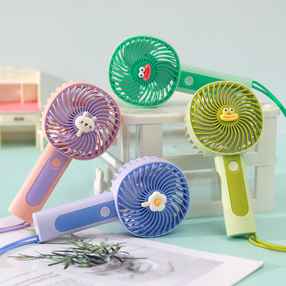 New cartoon mini fan summer outdoor portable USB rechargeable fan student dormitory desktop fan