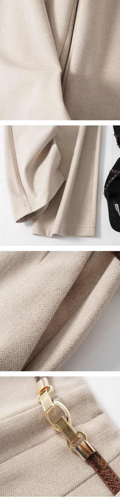 Lazy Style Woolen Pants for Women, New Autumn and Winter Wide-Leg Pants, Long Straight-Leg Pants, Thickened Woolen Casual Pants for Women