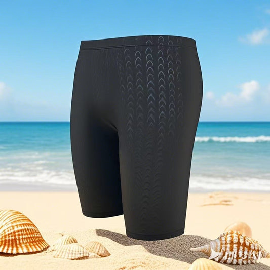 Swimming Trunks Five-Point Men's Professional Swimsuit Boxer Shorts Imitation Sharkskin Adult Large Size Hot Spring Swimming Suit by PDG ibma