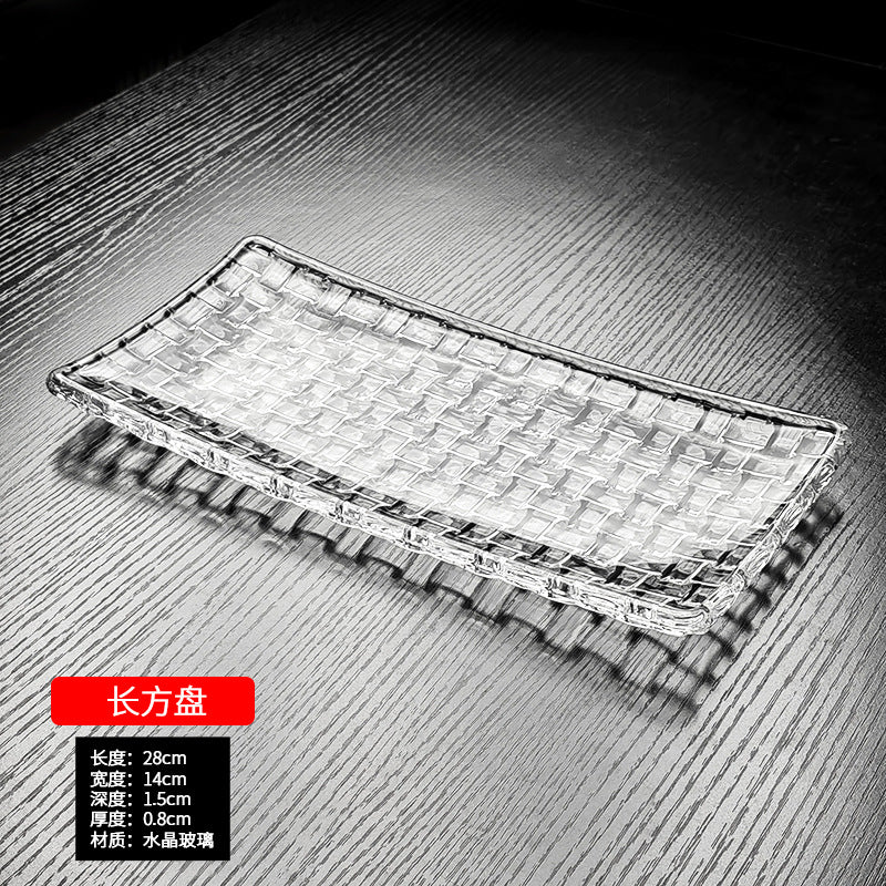 Crystal Glass Tray Fruit Tray Transparent Fruit Tray Classy Classy Rectangular Afternoon Tea Tray Classy Classy