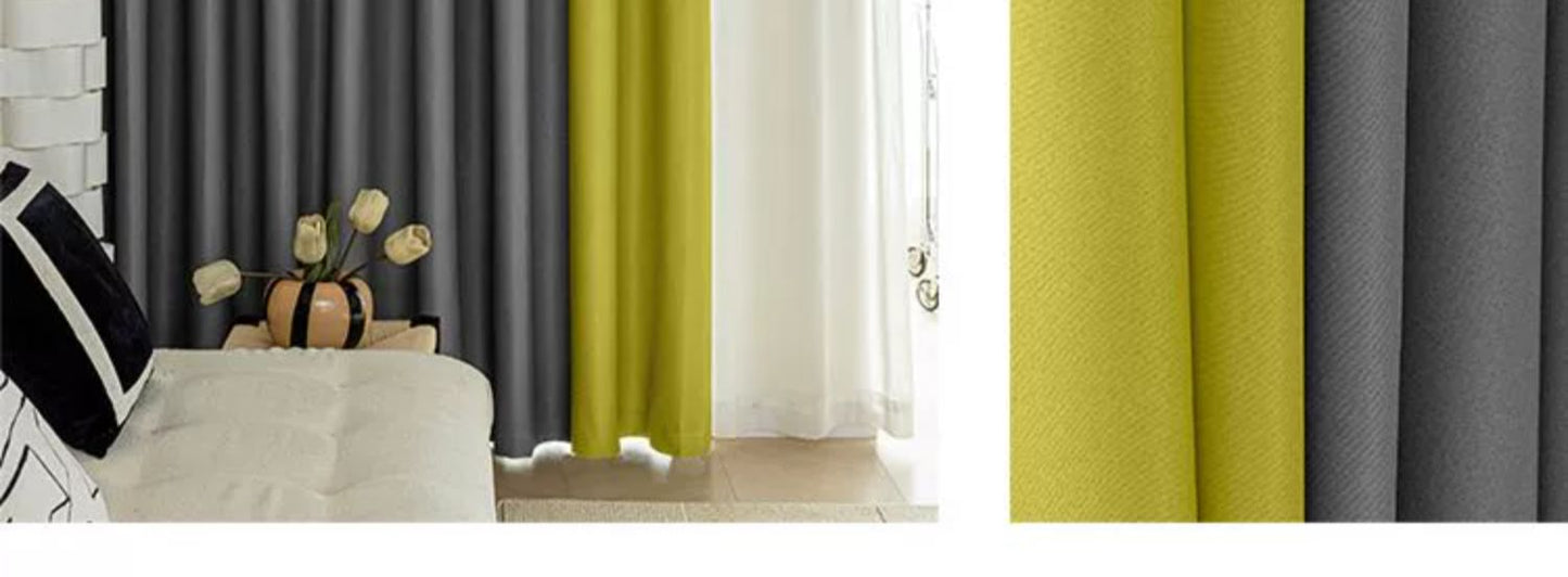 Full Blackout Hook-Type Curtains Finished Rental Room Bedroom Balcony Sunshade Simple Bay Window 2025 New Curtain Cloth