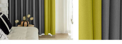 Full Blackout Hook-Type Curtains Finished Rental Room Bedroom Balcony Sunshade Simple Bay Window 2025 New Curtain Cloth