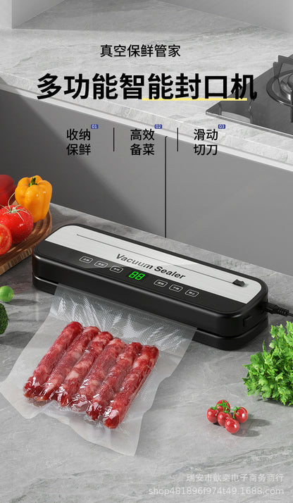 Vacuum Sealing Machine Food Preservation Machine Kitchen Plastic Household Vacuum Packaging Machine Wet and Dry Knife Cutting Sealing Machine