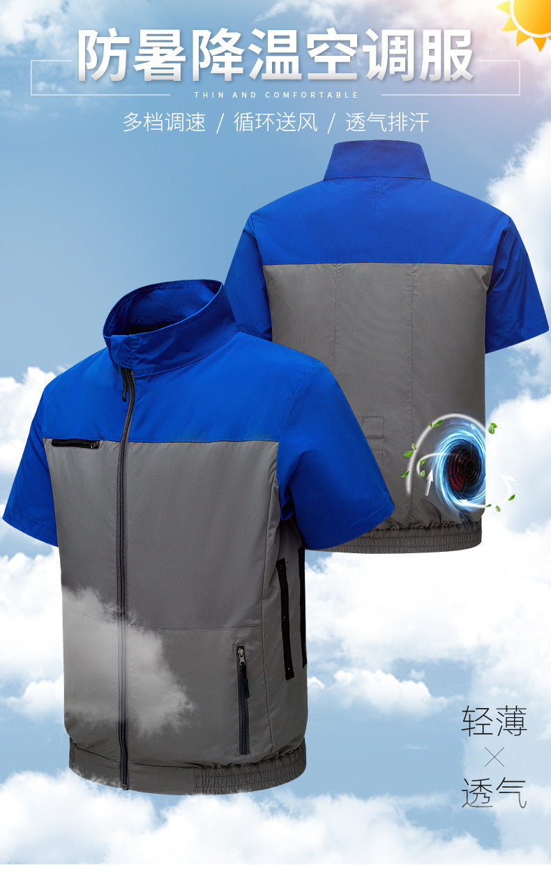 Cross-Border Summer Cooling Air-Conditioning Clothing with Fan Refrigeration Workwear Outdoor Heatstroke Prevention Fan Clothing Men's Labor Protection Clothing Work Clothes