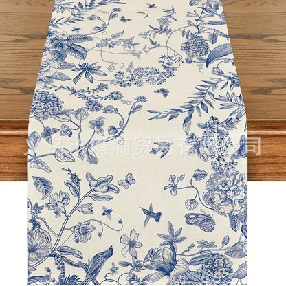 Linen Table Runner Pastoral Flower Lemon Summer Home Dining Table Outdoor Decoration Printed Tablecloth Table Runner