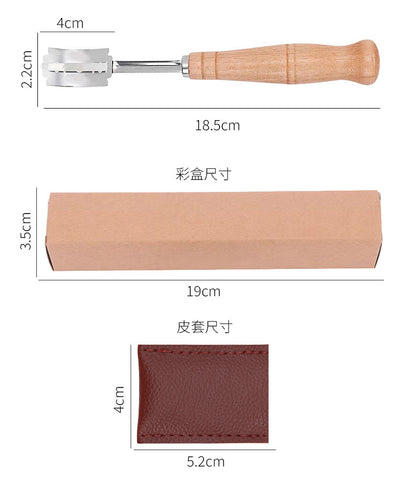 Wooden Handle Curved Bread Cutter Creative Stainless Steel Bread Trimming Knife Dough Dividing Knife European Style Baguette Cutting Pattern