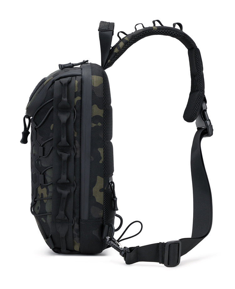 Men's Tactical Chest Bag, Crossbody Bag, Functional Outdoor Travel Lightweight Camouflage Shoulder Bag, Multi-Functional Lure Backpack