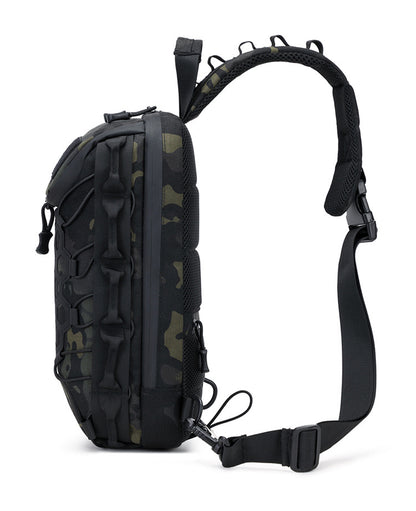 Men's Tactical Chest Bag, Crossbody Bag, Functional Outdoor Travel Lightweight Camouflage Shoulder Bag, Multi-Functional Lure Backpack