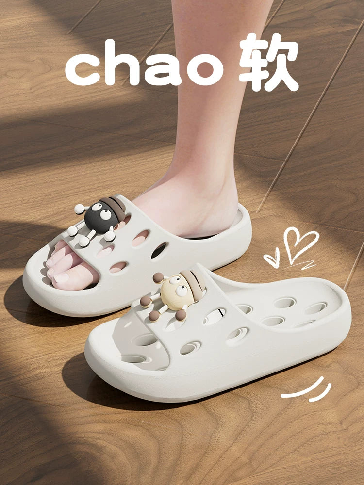 Bathroom Bath Slippers Women's Cartoon Eyes New Summer Home Dormitory Hotel Anti-slip Water Leakage Quick-drying Sandals for Men