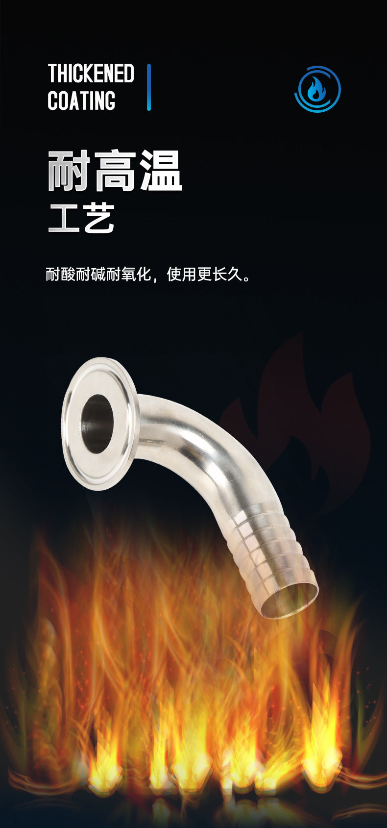 SS304 SS316L stainless steel 90 degree quick loading leather pipe elbow