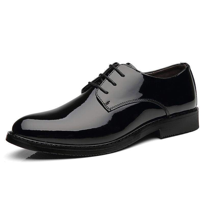 Men's Business Formal Wear Genuine Leather Black Patent Leather Shoes Men's Trendy Shoes for Work Spring and Autumn Korean Style British Pointed Toe Men's Shoes