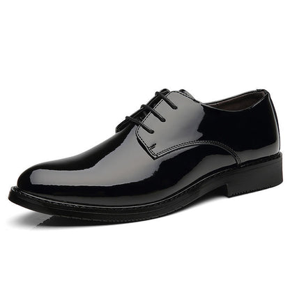 Men's Business Formal Wear Genuine Leather Black Patent Leather Shoes Men's Trendy Shoes for Work Spring and Autumn Korean Style British Pointed Toe Men's Shoes